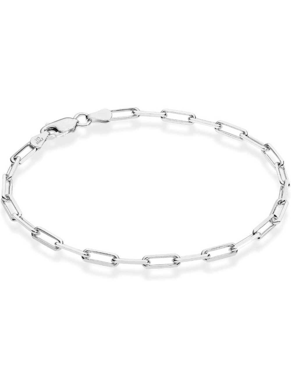 Elegant 3mm Sterling Silver Paperclip Bracelet for Women & Men - Italian Design
